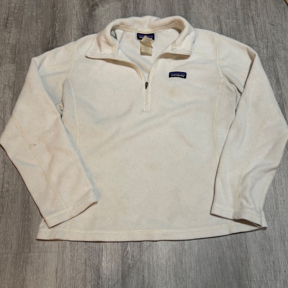 Patagonia Womens Micro D Quarter Zip Fleece Pullover Cream White Size Medium